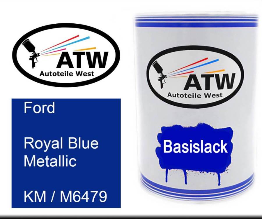 Ford, Royal Blue Metallic, KM / M6479: 500ml Lackdose, von ATW Autoteile West.